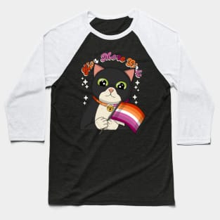 Kiss More Girls Lesbian Pride Cat Baseball T-Shirt